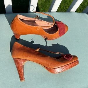 Anthropologie Miss Albright bowed lacerta brown size 8.5 (9B)